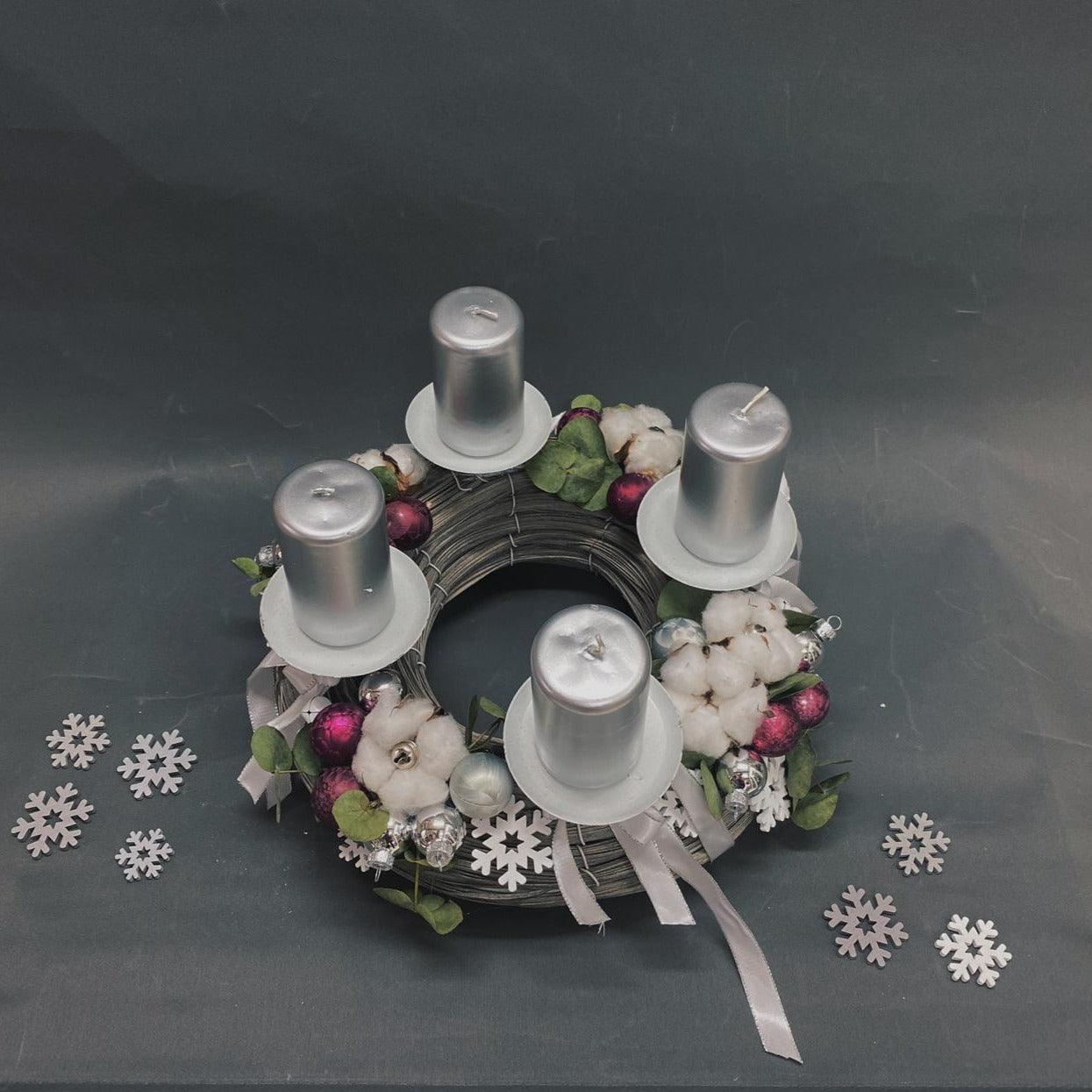 Adventní věnec střibrný - Freja Květinářství