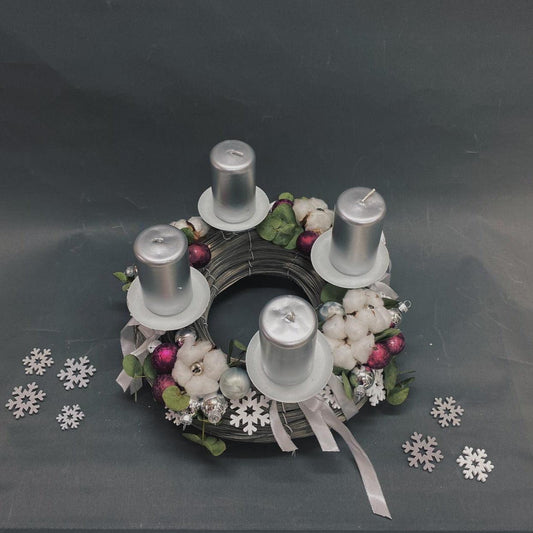 Adventní věnec střibrný - Freja Květinářství