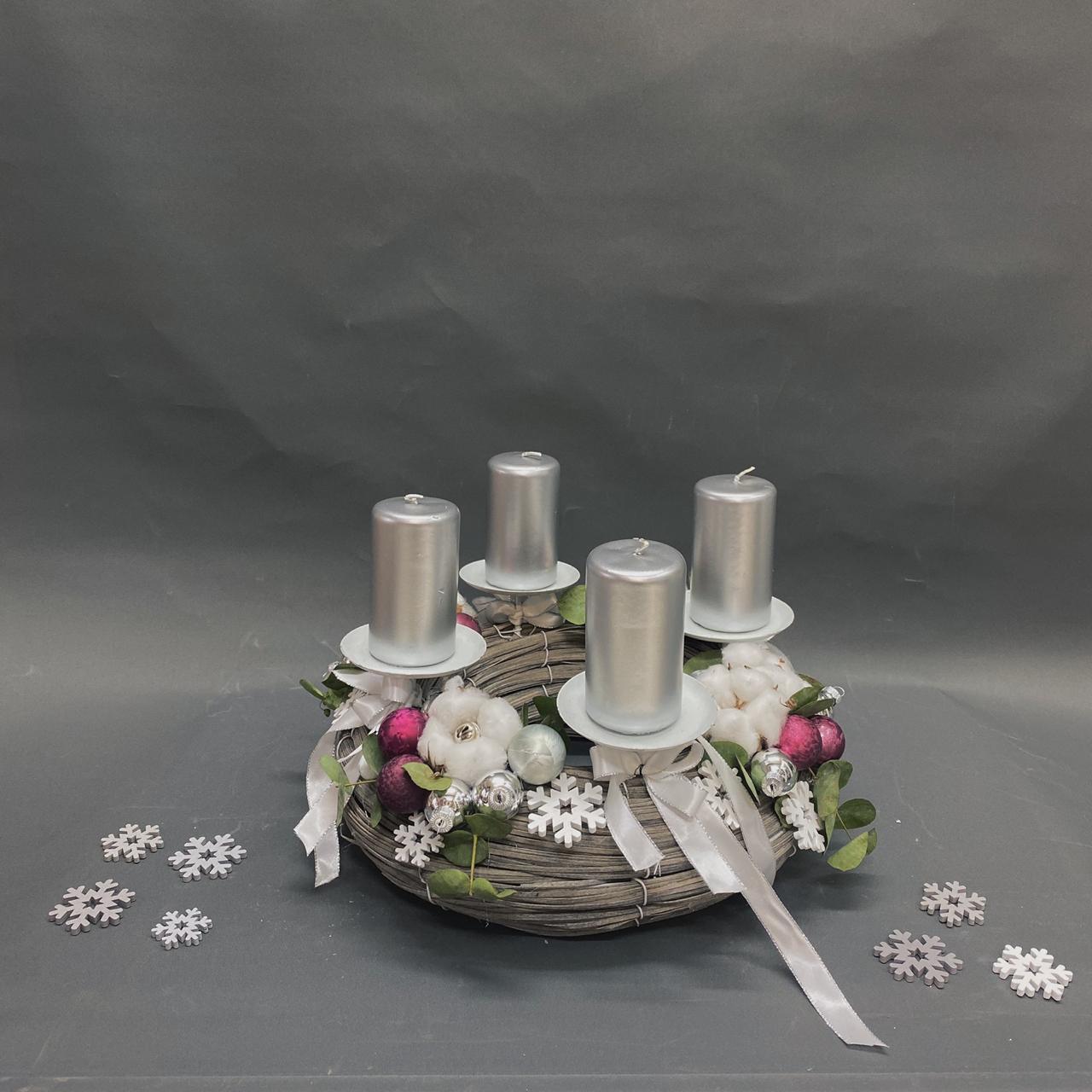 Adventní věnec střibrný - Freja Květinářství