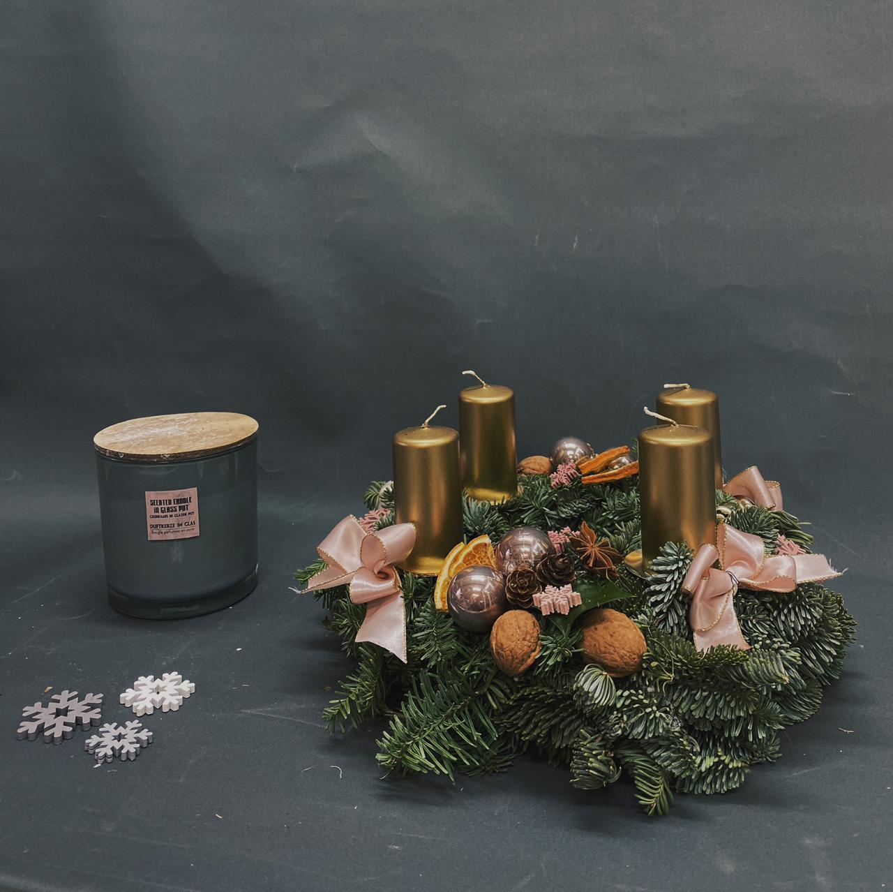 Adventní věnec zlatý - Freja Květinářství