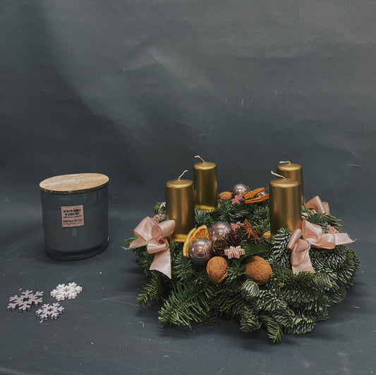 Adventní věnec zlatý - Freja Květinářství