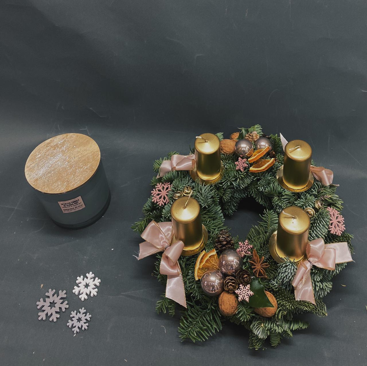 Adventní věnec zlatý - Freja Květinářství