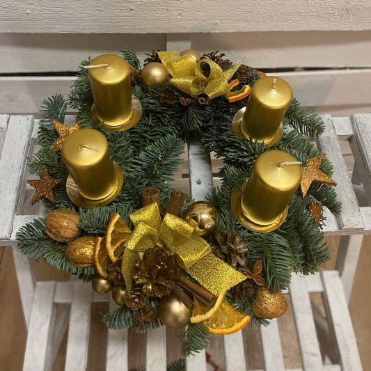 Adventní věnec zlatý - Freja Květinářství