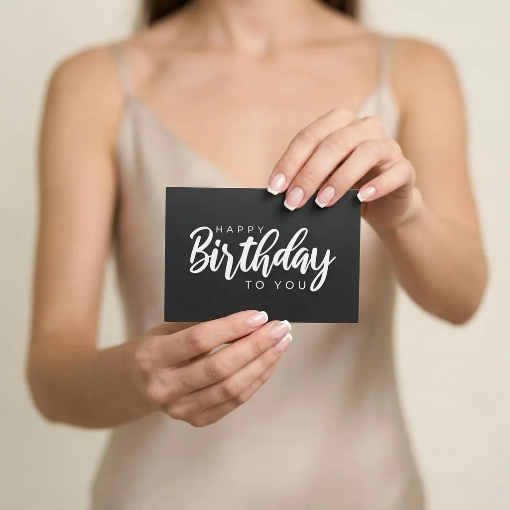 Открытка "Happy Birthday to you" чёрная
